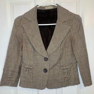 Vintage Beige Gray Forever Blazer 3/4 Sleeve Women’s Small Timeless Business